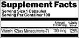 Private Label Vitamin K2 100mcg 100 or 200caps Private Label 12,100,500 Bottle Price