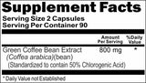 Private Label Green Coffee Bean Extract 800mg 180caps Private Label 12,100,500 Bottle Price