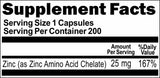 Private Label Chelated Zinc 25mg 200caps Private Label 12,100,500 Bottle Price