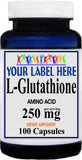 Private Label L-Glutathione Free Form 250mg 100caps or 200caps Private Label 12,100,500 Bottle Price