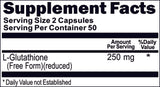 Private Label L-Glutathione Free Form 250mg 100caps or 200caps Private Label 12,100,500 Bottle Price