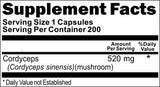 Private Label Cordyceps 520mg 200caps Private Label 12,100,500 Bottle Price