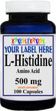 Private Label L-Histidine 500mg 100caps Private Label 12,100,500 Bottle Price