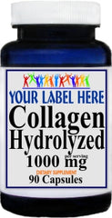 Private Label Collagen Hydrolyzed 1000mg 90caps or 180caps Private Label 12,100,500 Bottle Price
