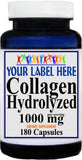 Private Label Collagen Hydrolyzed 1000mg 90caps or 180caps Private Label 12,100,500 Bottle Price