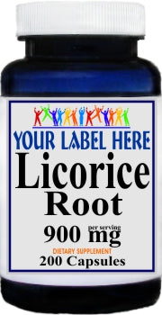 Private Label Licorice Root 900mg 200caps Private Label 12,100,500 Bottle Price