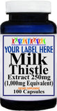 Private Label Milk Thistle (Silymarin) Extract  Equivalent 1000mg 100caps or 200caps Private Label 12,100,500 Bottle Price