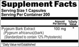 Private Label Pygeum Bark Standardized Extract 100mg 200caps Private Label 12,100,500 Bottle Price