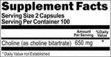 Private Label Choline Bitartrate 650mg 200caps Private Label 12,100,500 Bottle Price