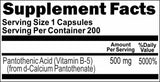 Private Label Pantothenic Acid 500mg 200caps Private Label 12,100,500 Bottle Price