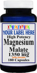 Private Label Magnesium Malate High Potency 1350mg 180caps Private Label 12,100,500 Bottle Price