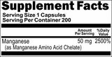 Private Label Chelated Manganese 50mg 200caps Private Label 12,100,500 Bottle Price