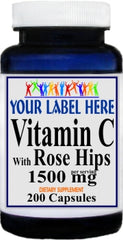 Private Label Vitamin C with Rosehips 1500mg 200caps Private Label 12,100,500 Bottle Price