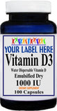 Private Label Vitamin D3 (Emulsified Dry) 1000IU 100caps or 200caps Private Label 12,100,500 Bottle Price