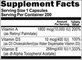 Private Label Vitamin A, D3 & E (Emulsified Dry) 200caps Private Label 12,100,500 Bottle Price