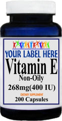 Private Label Vitamin E (Non-Oily) 268mg(400IU) 200caps Private Label 12,100,500 Bottle Price