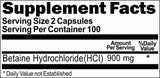 Private Label Betaine Hydrochloride 900mg 200caps Private Label 12,100,500 Bottle Price