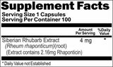 Private Label Siberian Rhubarb Extract 4mg 100caps or 200caps Private Label 12,100,500 Bottle Price