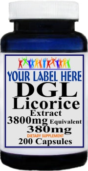 Private Label DGL Licorice Extract 3800mg 200caps Private Label 12,100,500 Bottle Price