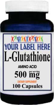 Private Label L-Glutathione Free Form 500mg 100caps or 200caps Private Label 12,100,500 Bottle Price