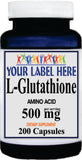 Private Label L-Glutathione Free Form 500mg 100caps or 200caps Private Label 12,100,500 Bottle Price
