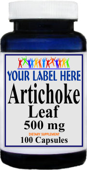 Private Label Artichoke Leaf 500mg 100caps or 200caps Private Label 12,100,500 Bottle Price