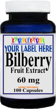 Private Label Bilberry Extract 60mg 100caps or 200caps Private Label 12,100,500 Bottle Price