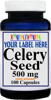 Private Label Celery Seed 500mg 100caps or 200caps Private Label 12,100,500 Bottle Price