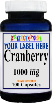 Private Label Cranberry 1,000mg 100caps or 200caps Private Label 12,100,500 Bottle Price