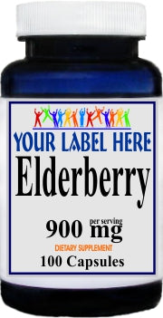 Private Label Elderberry 900mg 100caps or 200caps Private Label 12,100,500 Bottle Price