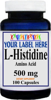 Private Label L-Histidine 500mg 100caps Private Label 12,100,500 Bottle Price