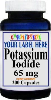 Private Label Potassium Iodide 65mg 100 or 200 Capsules Private Label 12,100,500 Bottle Price