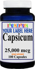 Private Label Capsicum 25,000mcg 100caps Private Label 12,100,500 Bottle Price