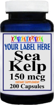 Private Label Sea Kelp 150mcg 200caps Private Label 12,100,500 Bottle Price