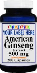 Private Label American Ginseng Extract 500mg 200caps Private Label 12,100,500 Bottle Price