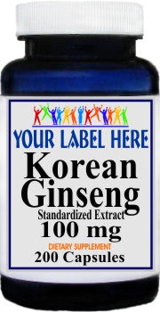 Private Label Korean Ginseng Standardized Extract 100mg 200caps Private Label 12,100,500 Bottle Price