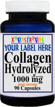 Private Label Collagen Hydrolyzed 1000mg 90caps or 180caps Private Label 12,100,500 Bottle Price