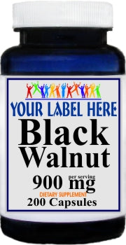 Private Label Black Walnut 900mg 200caps Private Label 12,100,500 Bottle Price