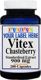 Private Label Vitex Chasteberry Standardized Extract 900mg 100 or 200caps Private Label 12,100,500 Bottle Price