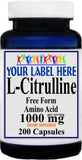 Private Label L-Citrulline 1000mg 100 or 200caps Private Label 12,100,500 Bottle Price