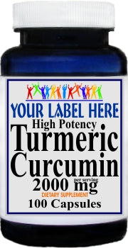 Private Label Turmeric Curcumin 2000mg 100caps or 200caps Private Label 12,100,500 Bottle Price