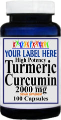 Private Label Turmeric Curcumin 2000mg 100caps or 200caps Private Label 12,100,500 Bottle Price