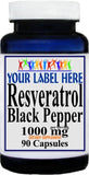 Private Label Resveratrol Black Pepper 1000mg 90caps or 180caps Private Label 12,100,500 Bottle Price
