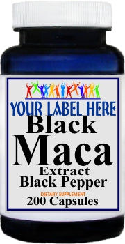 Private Label Black Maca Extract Black Pepper Equivalent 1600mg  200caps Private Label 12,100,500 Bottle Price