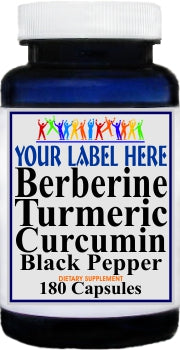 Private Label Berberine Turmeric Curcumin Black Pepper 90 or 180caps Private Label 12,100,500 Bottle Price