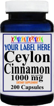 Private Label Ceylon Cinnamon 1000mg 200caps Private Label 12,100,500 Bottle Price