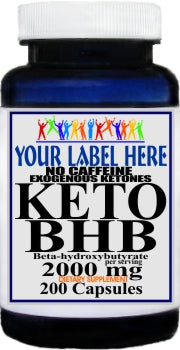 Private Label KETO BHB No Caffeine 2000mg  200caps Exogenous Ketones Private Label 12,100,500 Bottle Price