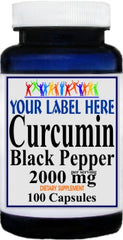Private Label Curcumin Black Pepper 2000mg 100caps or 200caps Private Label 12,100,500 Bottle Price