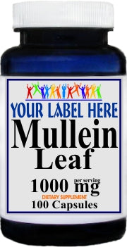Private Label Mullein Leaf 1000mg 100caps or 200caps Private Label 12,100,500 Bottle Price
