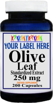 Private Label Olive Leaf Standardized Extract 250mg 200caps Private Label 12,100,500 Bottle Price